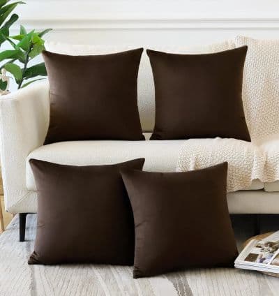 Coussin décoratif en velours Marron