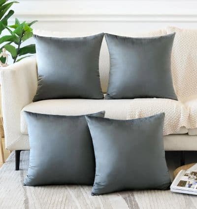 Coussin décoratif en velours Gris Perle