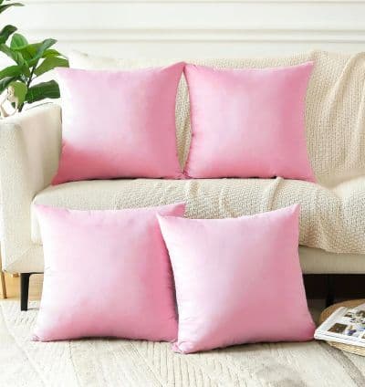 Coussin décoratif en velours Rose Dragée