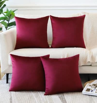 Coussin décoratif en velours Rouge bordeaux
