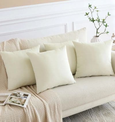 Coussin décoratif en velours Beige Clair