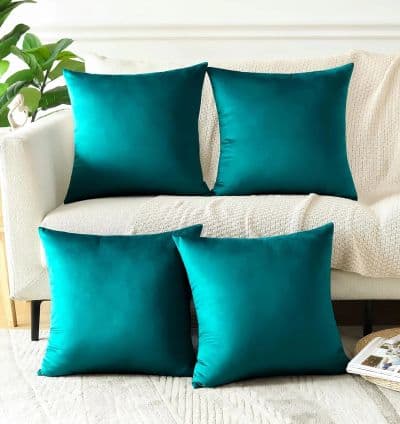 Coussin décoratif en velours Turquoise