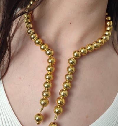 Collier cerceau boule doré