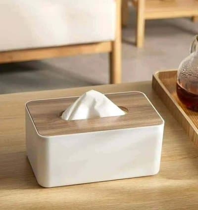 Porte-serviettes en plastique avec couvercle Blanc