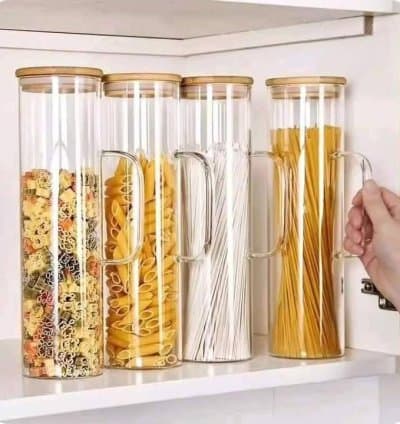 Bocal en verre avec couvercle en bois