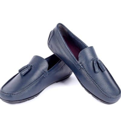 Mocassin Vittorio Freccia Kiara Bleu Cuir