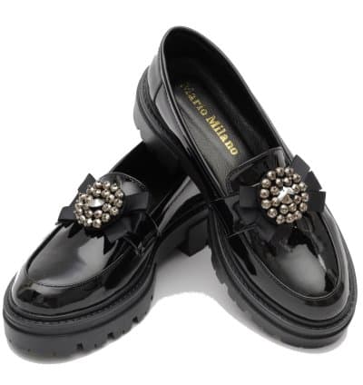 Derby Rosa Noir Vernis Mario Milano