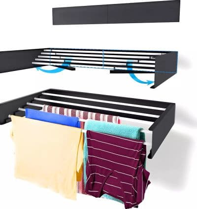 Seche Linge Mural Rabattable Noir Metal & Aluminium