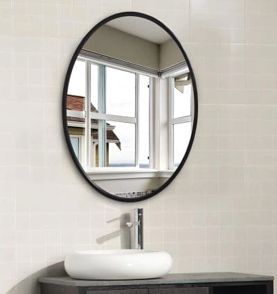 Miroir Ovale en Metal Noir – 80x60 cm