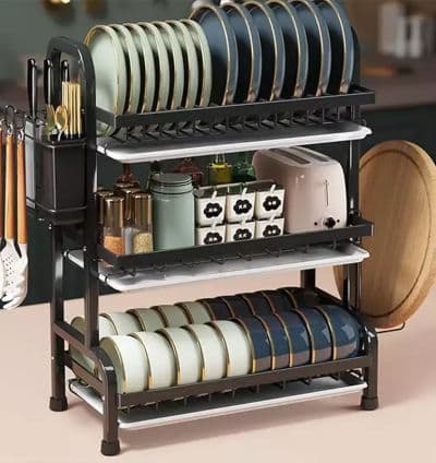 Egouttoir a Vaisselle 3 Niveaux Noir