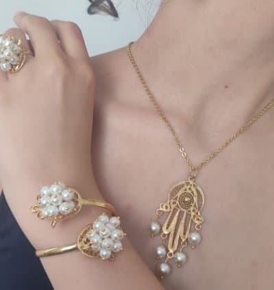 Parure khomsa filigrane perle