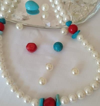 Collier perle turquoise et Corail