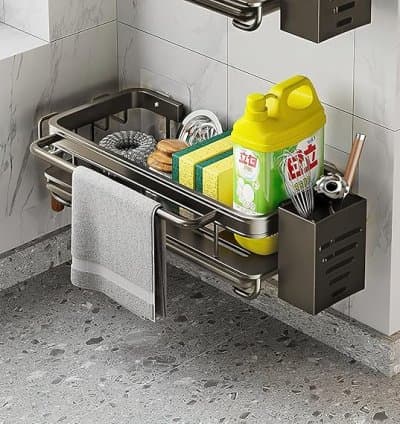Organisateur d’évier de cuisine en métal – pour cuisine & salle de bain