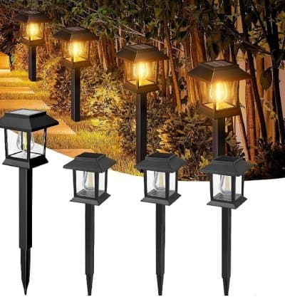 Lampes Solaires Exterieures Jardin, 4 pièces, Marche/Arrêt Automatique pour Décoration Chemin