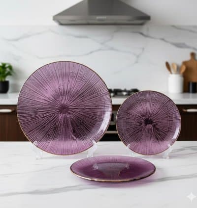 Assiette plates opaline rose
