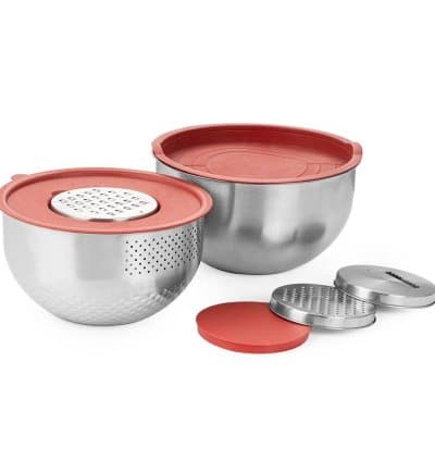 Lot de 2 Boites rondes avec râpeuse en Acier