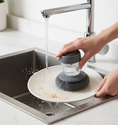 Brosse à vaisselle Gris avec réservoir à savon