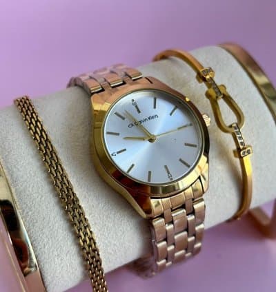 Pack 3 pièces Montre + gourmette + bracelet En acier inoxydable