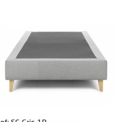 Sommier Capitonné Une Place Gris Tissu Anti-taches