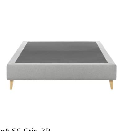 Sommier Capitonné Deux Places Gris Tissu Anti-taches