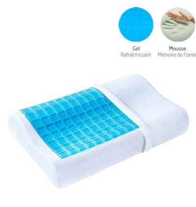 Oreiller ViscoKing Gell Orthopédique en Mousse à Mémoire et Gel Rafraîchissant