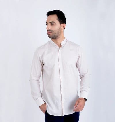 Chemise Col Mao Beige - EVASION