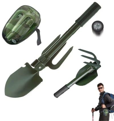 Skip to the beginning of the images gallery Pelle Pioche De Camping Pliante Avec Boussole Et Étui