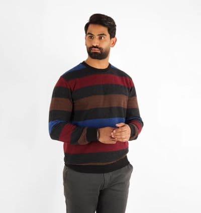 Pull Col Rond Rayée // Marron - EVASION