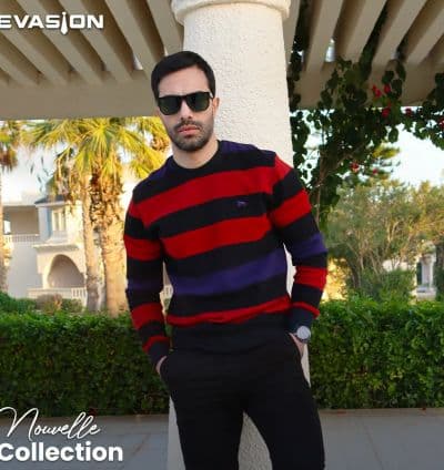 Pull Homme à rayure Col Rond - EVASION