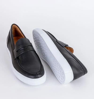 Mocassin urbain noir à semelle blanche- EVASION