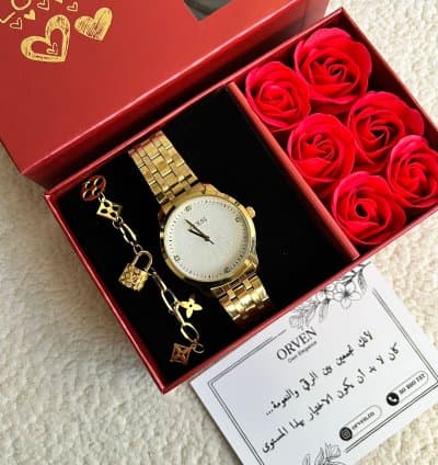 Montre pour Femme Guess Doré + Bracelet Louis Vetton