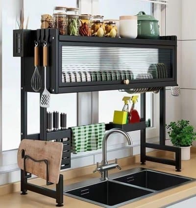 Égouttoir à Vaisselle au-dessus de l'Évier, Organisateur de Cuisine Multifonction