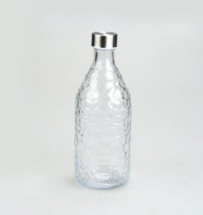 Bouteille a eaux en verre avec couvercle inox