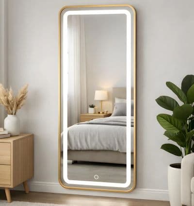 Miroir LED Rectangulaire 120×50 cm – Cadre Aluminium Doré