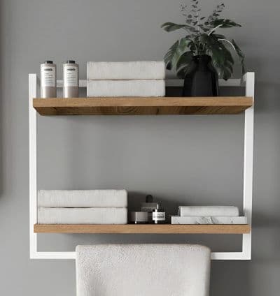 Etagere Murale ALTO (Blanc / Marron) – Pour Salle de Bain