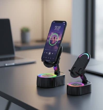 support de téléphone et tablette 4 en 1 avec base antidérapante, rotation à 300 °