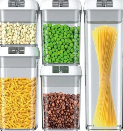 Lot de 5 bocaux de rangement en plastique transparent