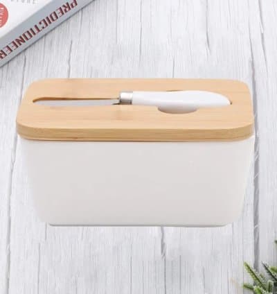 Beurrier En céramique avec en bambou