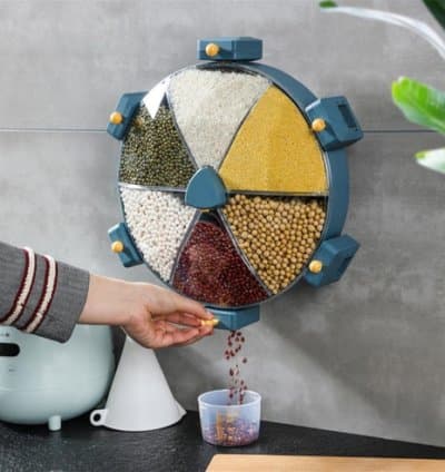 Distributeur de Grains Mural Rotatif 360° – Étanche et Sans Perçage