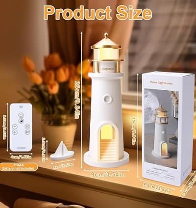 Vibbang Lampe Décoration de Phare, Phare avec Lumière LED