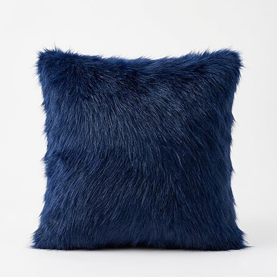 Coussin Décoratif en Fourrure Bleu