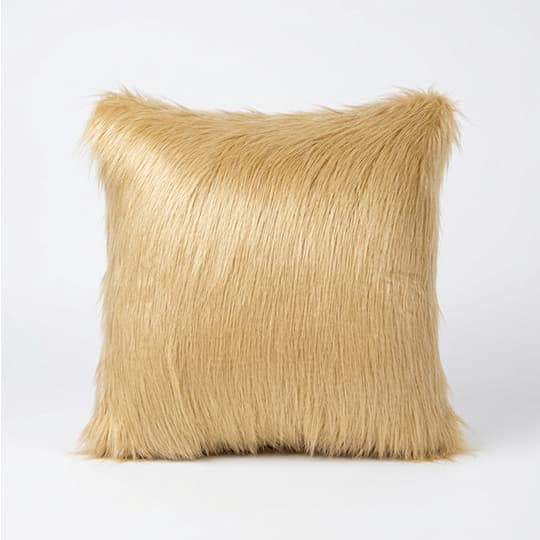 Coussin Décoratif en Fourrure Beige