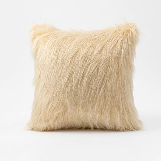 Coussin Décoratif en Fourrure Beige Vanille