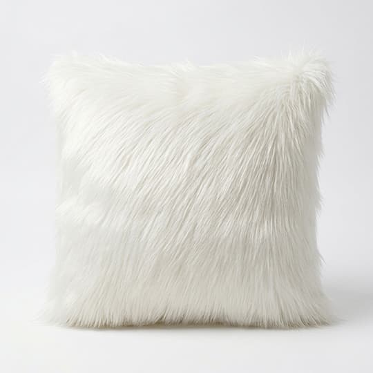 Coussin Décoratif en Fourrure Blanc