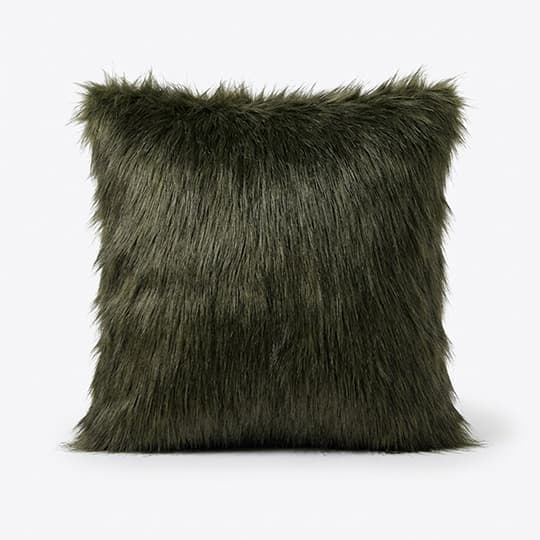 Coussin Décoratif en Fourrure Vert