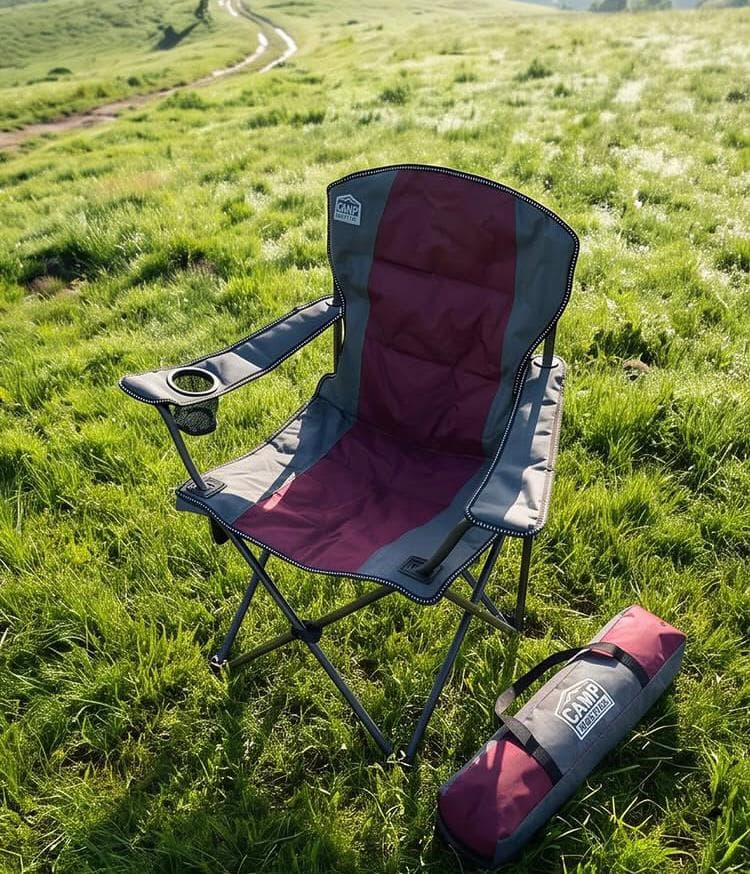 Chaise de camping Grand modèle pliantes avec porte-gobelet à dossier haut