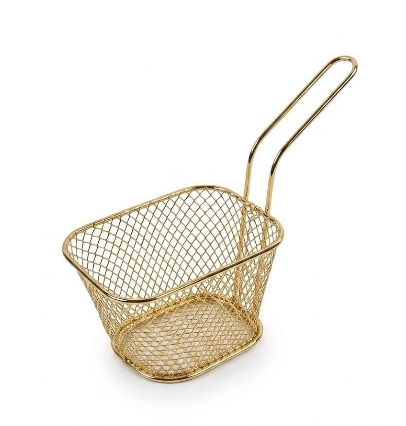 Panier à frites en métal doré