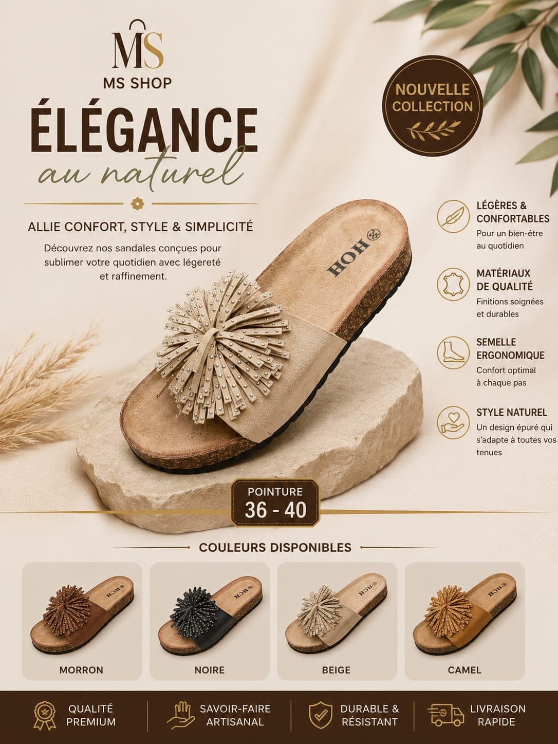 Claquettes avec fleur
