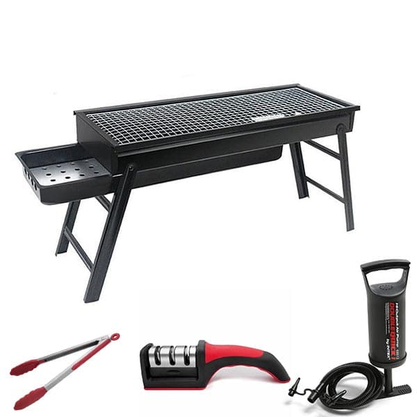 Pack Barbecue Rectangulaire + Aiguiseur +Pince silicone + Pompe 68612