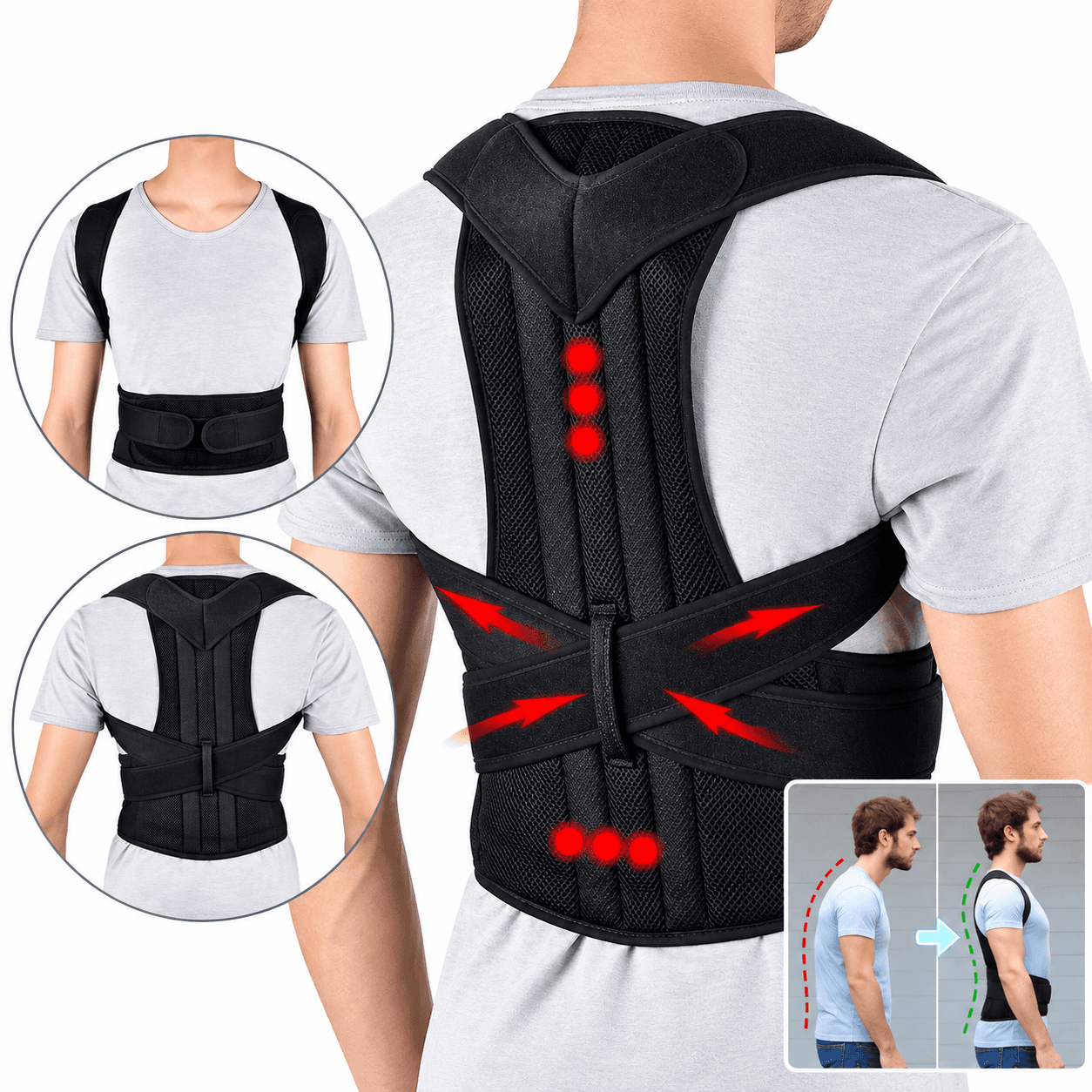 Ceinture Correcteur De Posture Dos Unisexe – Noir
